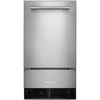 KitchenAid 18 Inch Freestanding/Built-In Undercounter Clear Ice Maker with 35 lbs. Ice Storage Capacity, Drop-Down Door, PrintShield™ Finish, Fully Flush Installation, Self-Cleaning Cycle, Filter-Ready, Built-In Drain Pump System, and Max Ice: PrintShield™ Stainless Steel — thumbnail 5
